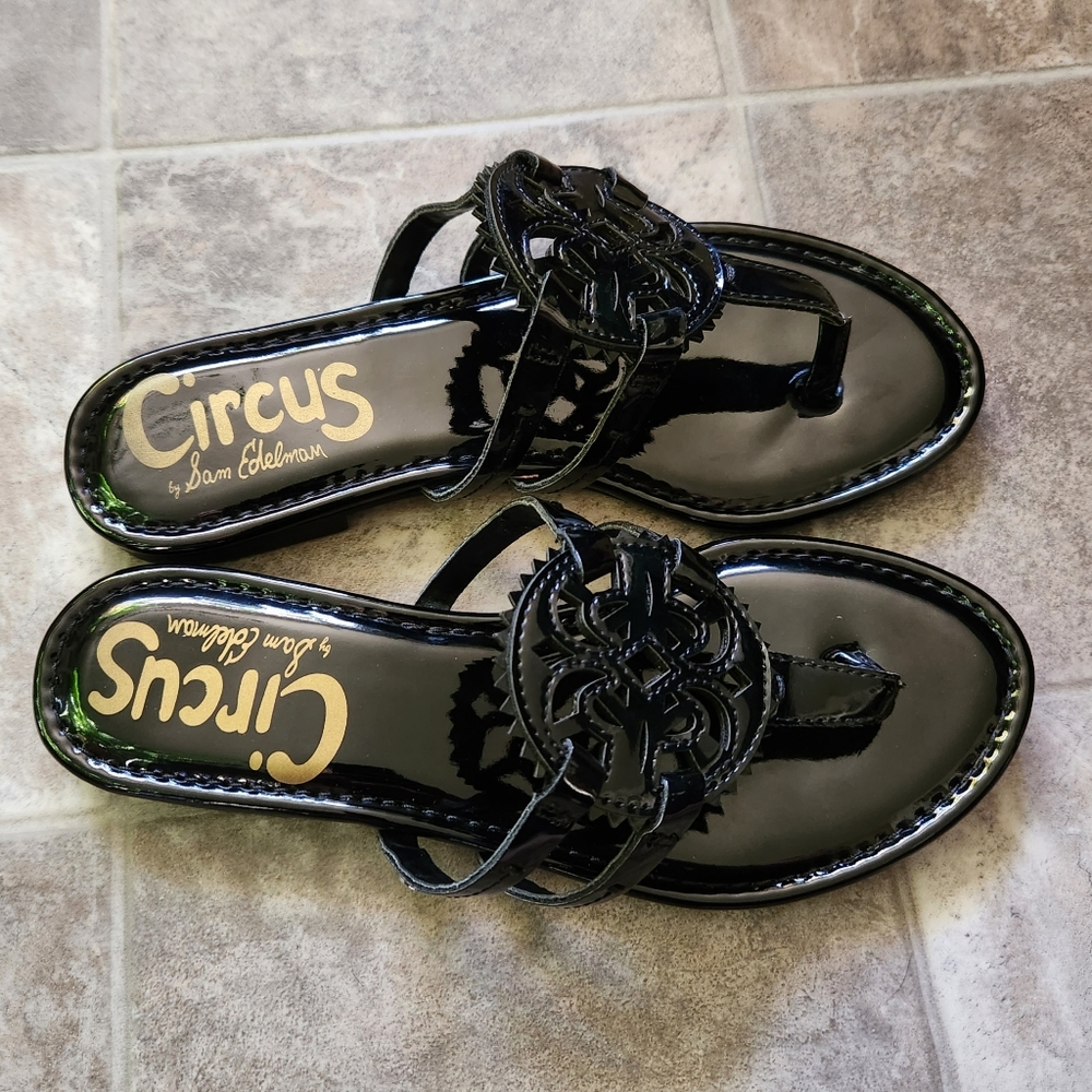 CIRCUS by SAM EDELMAN Black Patent Sandals - Like New!